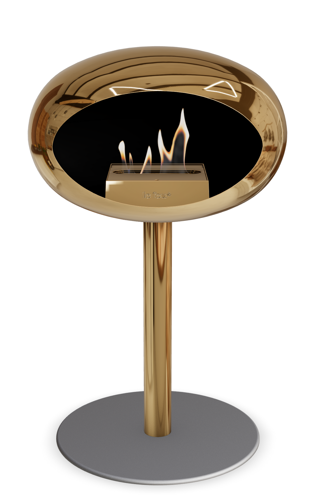 Le Feu GROUND STEEL LOW Chrom Roségold Ø 60 mm – Rohr Roségold, Brenner Roségold, Bodenplatte Nickel