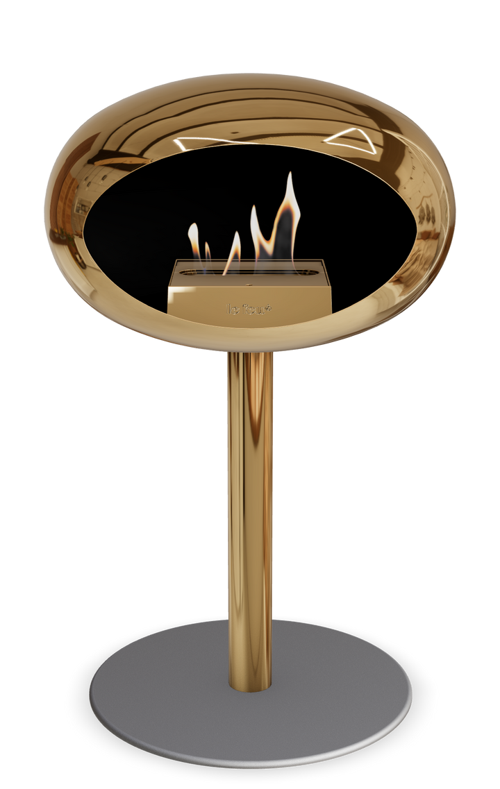 Le Feu GROUND STEEL LOW Chrom Roségold Ø 60 mm – Rohr Roségold, Brenner Roségold, Bodenplatte Nickel