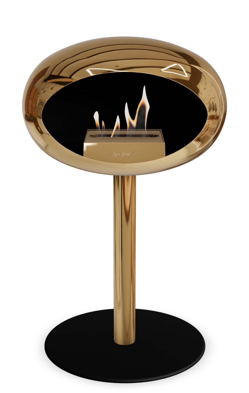 Le Feu GROUND STEEL LOW Chrom Roségold Ø 60 mm – Rohr Roségold, Brenner Roségold, Bodenplatte Schwarz