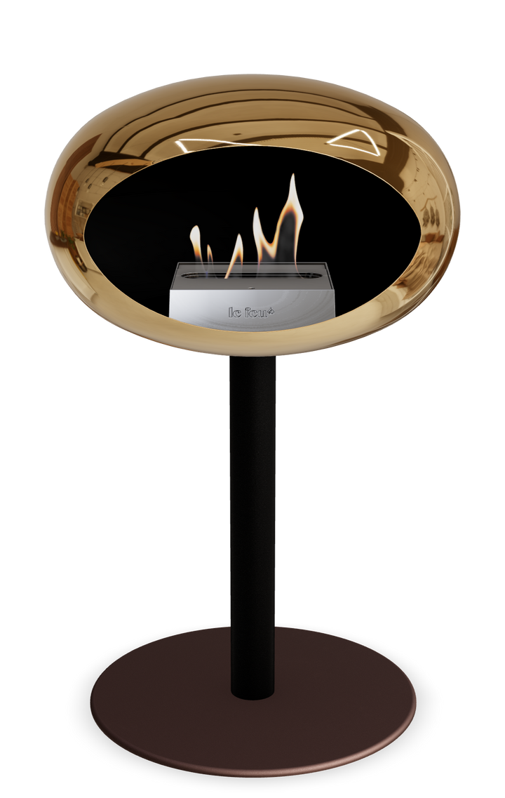 Le Feu GROUND STEEL LOW Chrom Roségold Ø 60 mm – Rohr Schwarz, Brenner Edelstahl, Bodenplatte Mokka