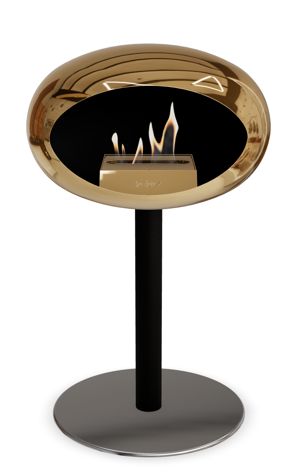 Le Feu GROUND STEEL LOW Chrom Roségold Ø 60 mm – Rohr Schwarz, Brenner Roségold, Bodenplatte Edelstahl