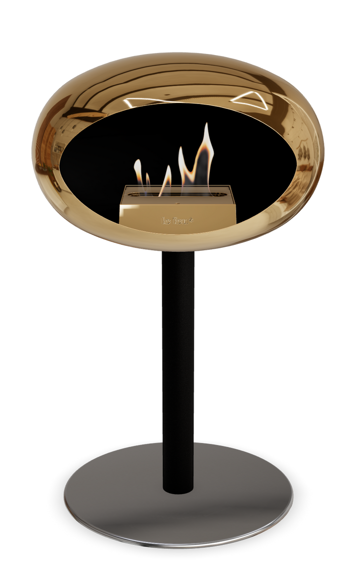 Le Feu GROUND STEEL LOW Chrom Roségold Ø 60 mm – Rohr Schwarz, Brenner Roségold, Bodenplatte Edelstahl
