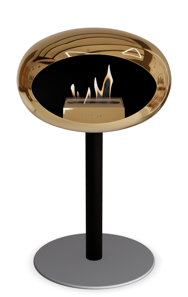 Le Feu GROUND STEEL LOW Chrom Roségold Ø 60 mm – Rohr Schwarz, Brenner Roségold, Bodenplatte Nickel