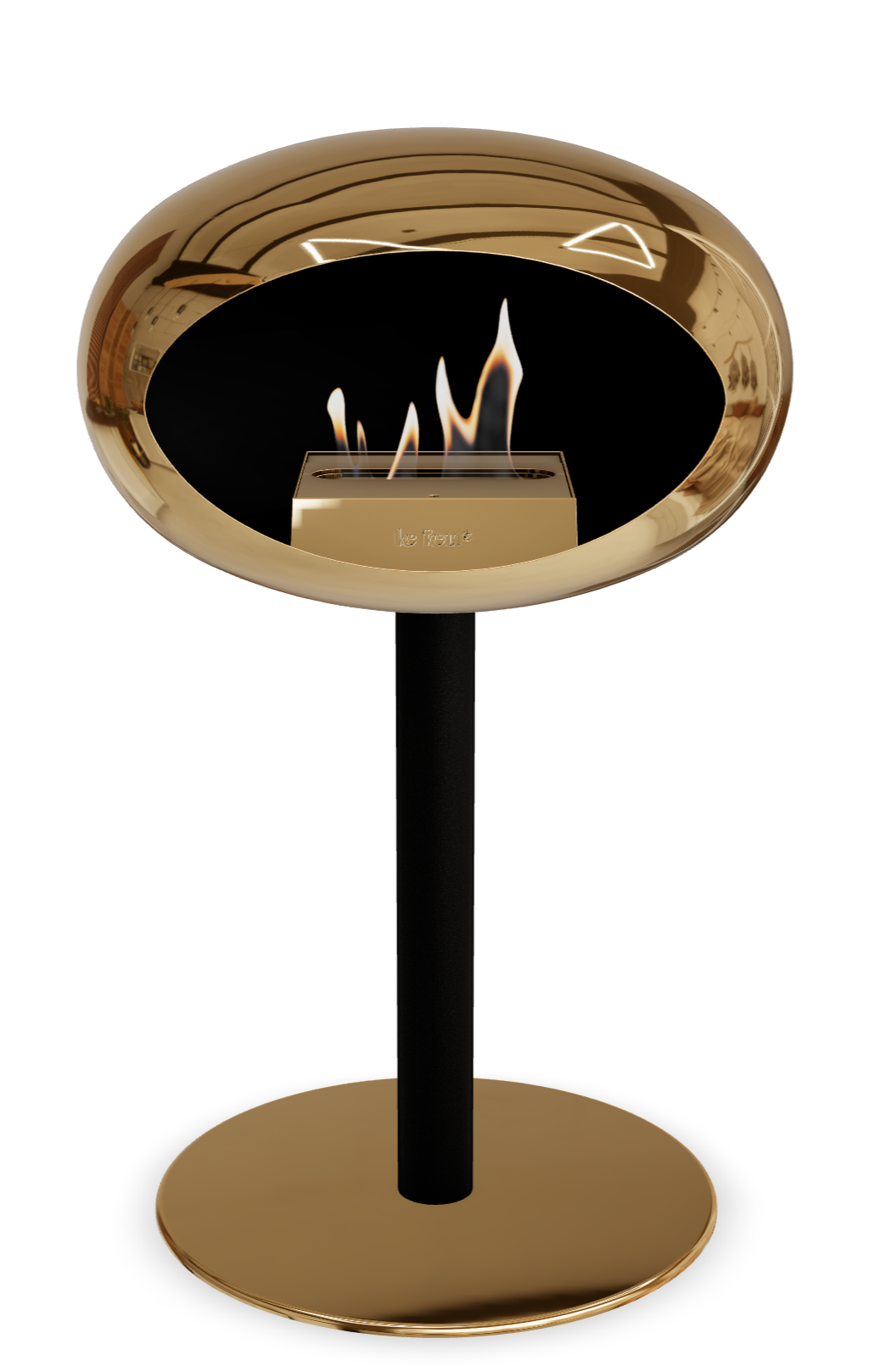 Le Feu GROUND STEEL LOW Chrom Roségold Ø 60 mm – Rohr Schwarz, Brenner Roségold, Bodenplatte Roségold