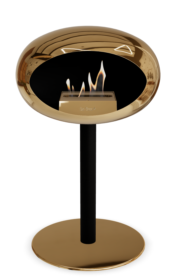 Le Feu GROUND STEEL LOW Chrom Roségold Ø 60 mm – Rohr Schwarz, Brenner Roségold, Bodenplatte Roségold