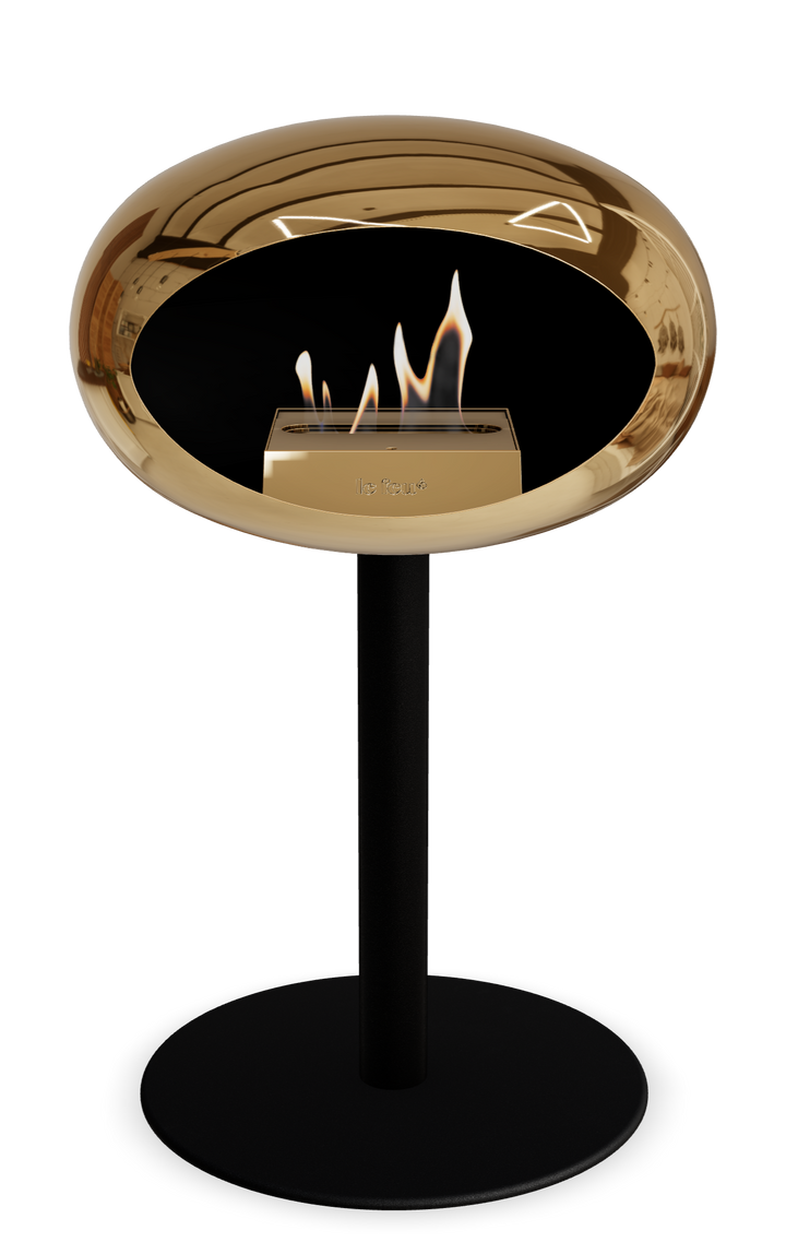Le Feu GROUND STEEL LOW Chrom Roségold Ø 60 mm – Rohr Schwarz, Brenner Roségold, Bodenplatte Schwarz
