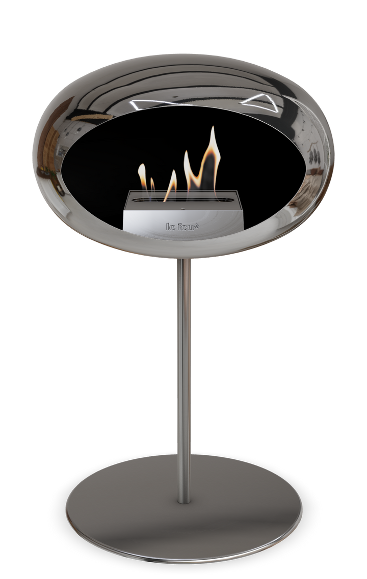Le Feu GROUND STEEL LOW Chrom Silber Ø 25 mm – Rohr Edelstahl, Brenner Edelstahl, Bodenplatte Edelstahl