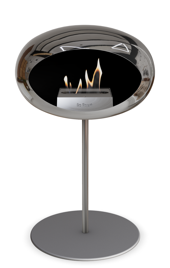 Le Feu GROUND STEEL LOW Chrom Silber Ø 25 mm – Rohr Edelstahl, Brenner Edelstahl, Bodenplatte Nickel