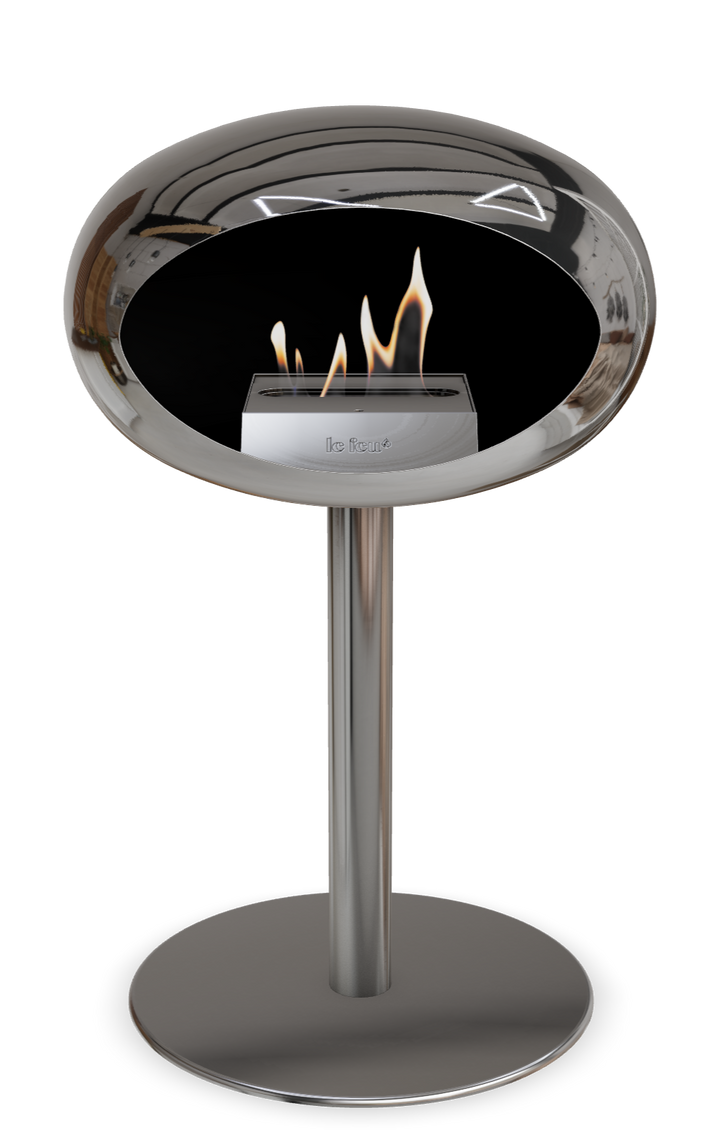 Le Feu GROUND STEEL LOW Chrom Silber Ø 60 mm – Rohr Edelstahl, Brenner Edelstahl, Bodenplatte Edelstahl