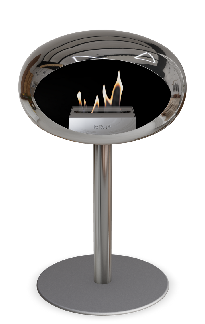 Le Feu GROUND STEEL LOW Chrom Silber Ø 60 mm – Rohr Edelstahl, Brenner Edelstahl, Bodenplatte Nickel