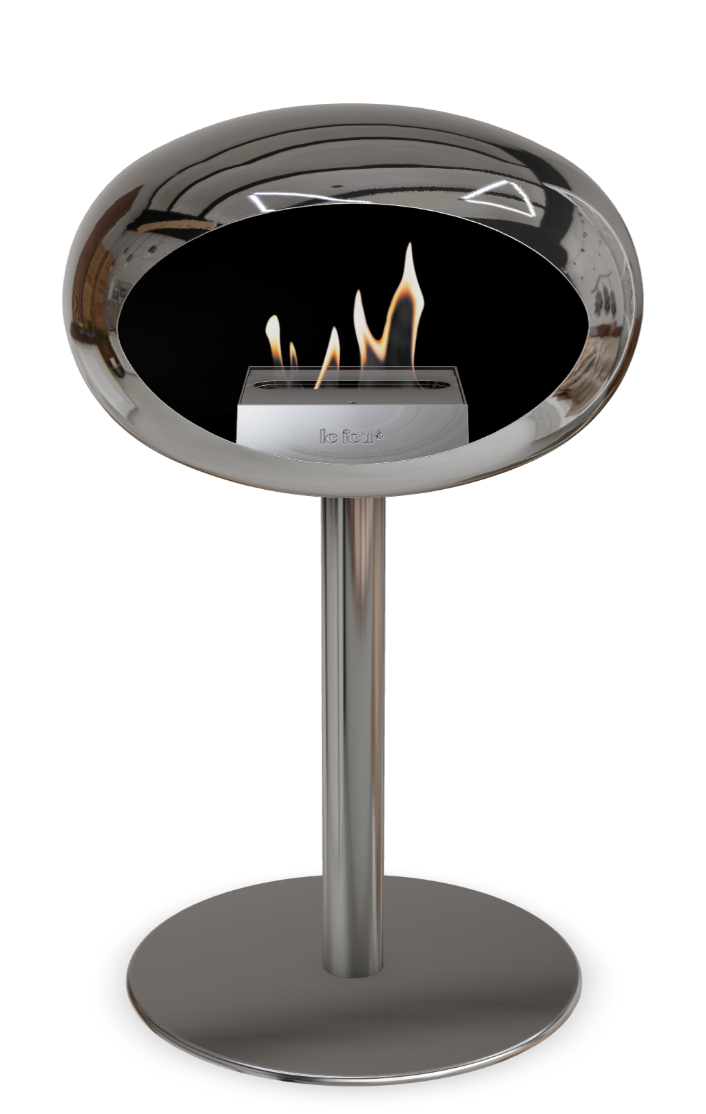 Le Feu GROUND STEEL LOW Chrom Silber Ø 60 mm – Rohr Edelstahl, Brenner Roségold, Bodenplatte Edelstahl
