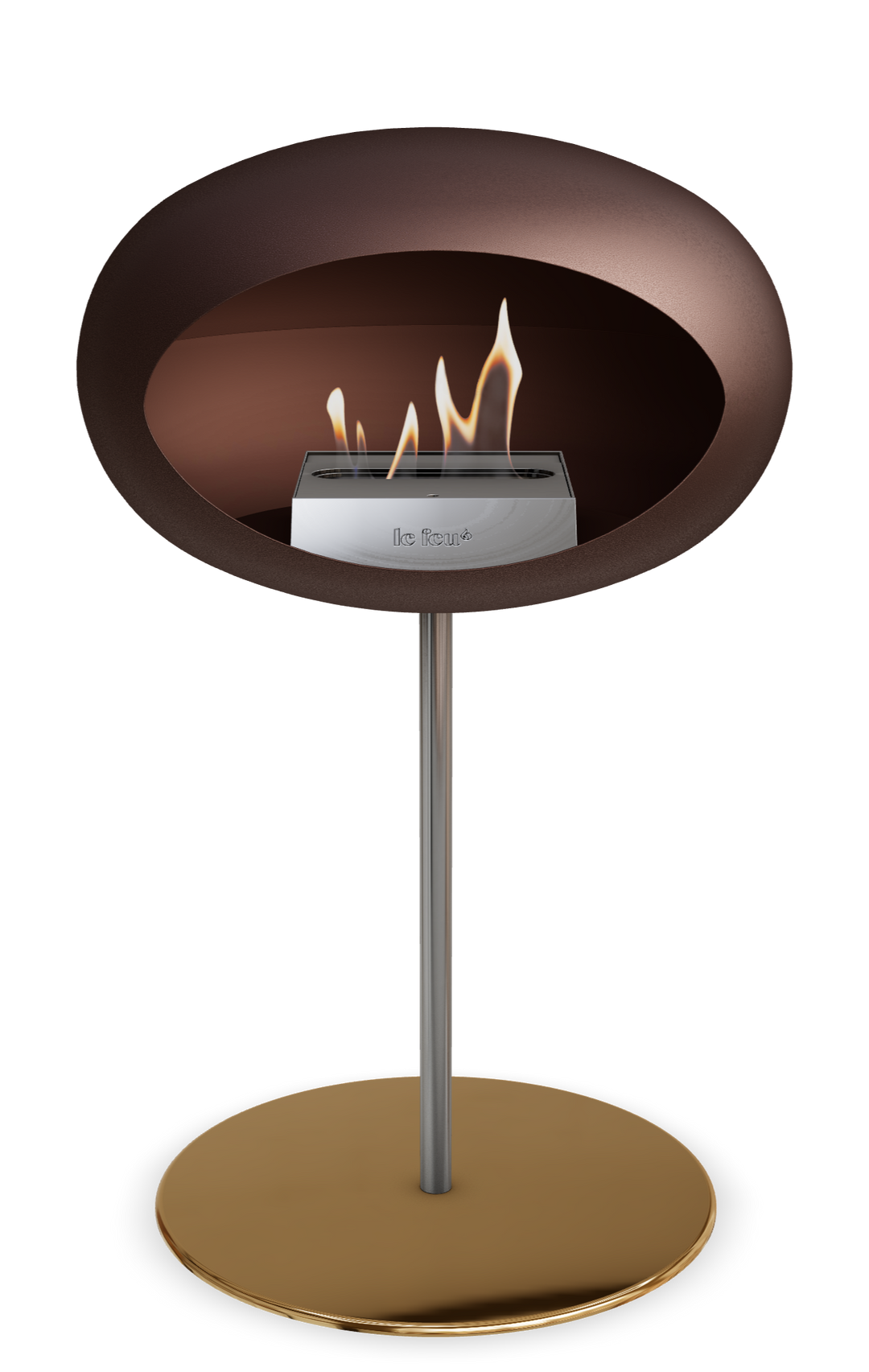 Le Feu GROUND STEEL LOW Mokka Ø 25 mm – Rohr Edelstahl, Brenner Edelstahl, Bodenplatte Roségold