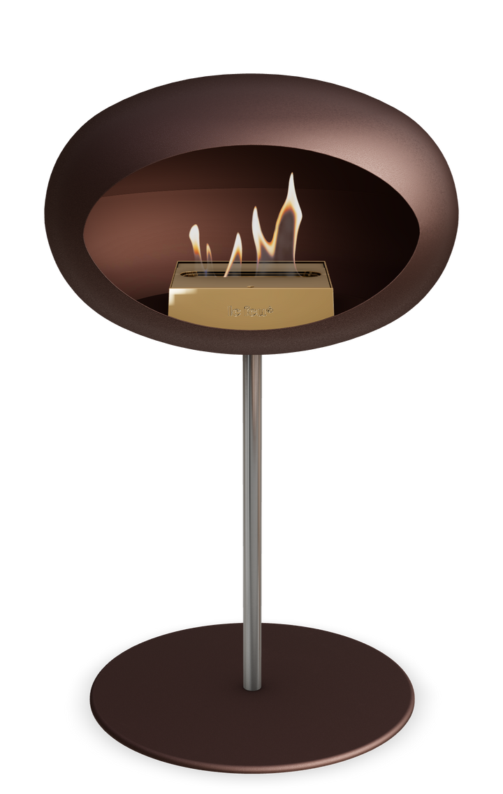 Le Feu GROUND STEEL LOW Mokka Ø 25 mm – Rohr Edelstahl, Brenner Roségold, Bodenplatte Mokka