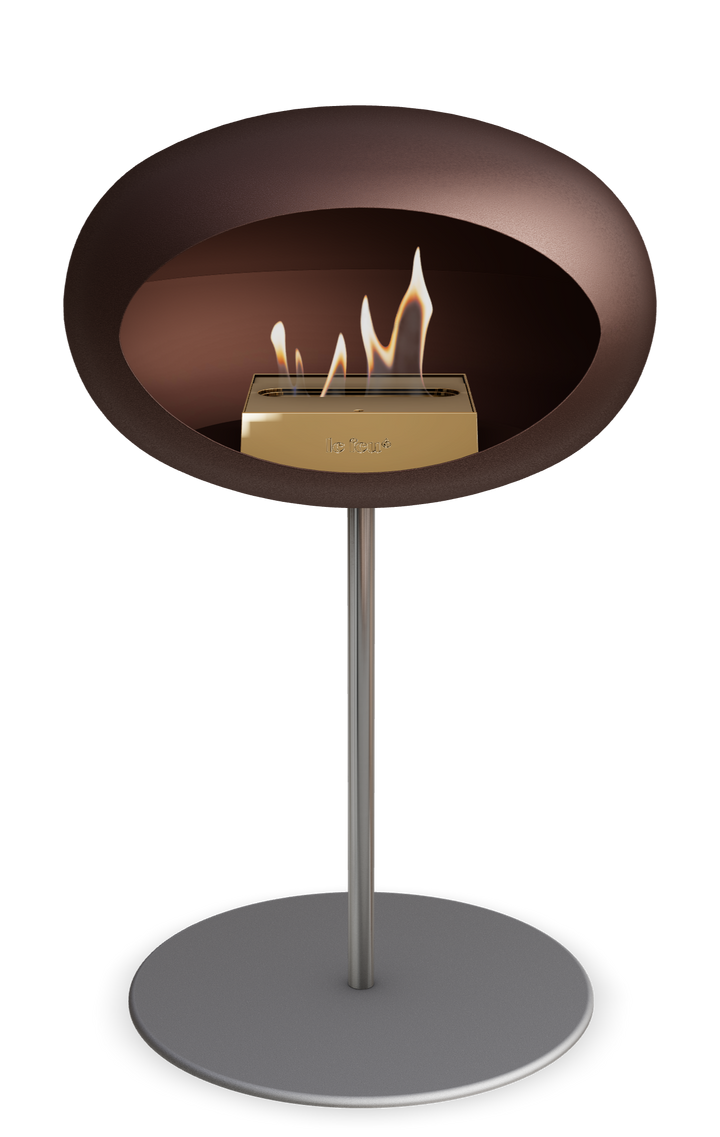 Le Feu GROUND STEEL LOW Mokka Ø 25 mm – Rohr Edelstahl, Brenner Roségold, Bodenplatte Nickel