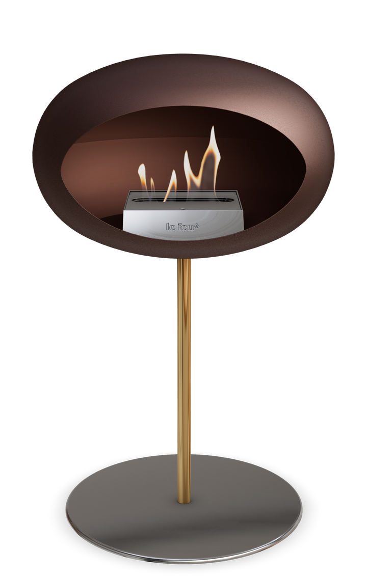 Le Feu GROUND STEEL LOW Mokka Ø 25 mm – Rohr Roségold, Brenner Edelstahl, Bodenplatte Edelstahl
