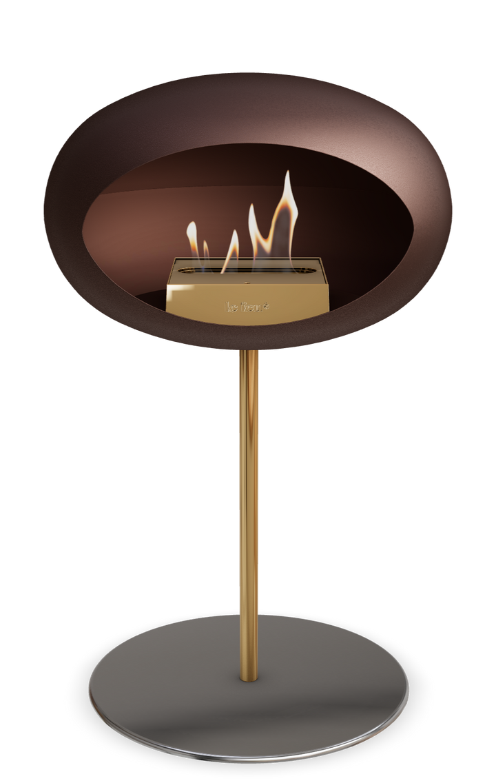 Le Feu GROUND STEEL LOW Mokka Ø 25 mm – Rohr Roségold, Brenner Roségold, Bodenplatte Edelstahl