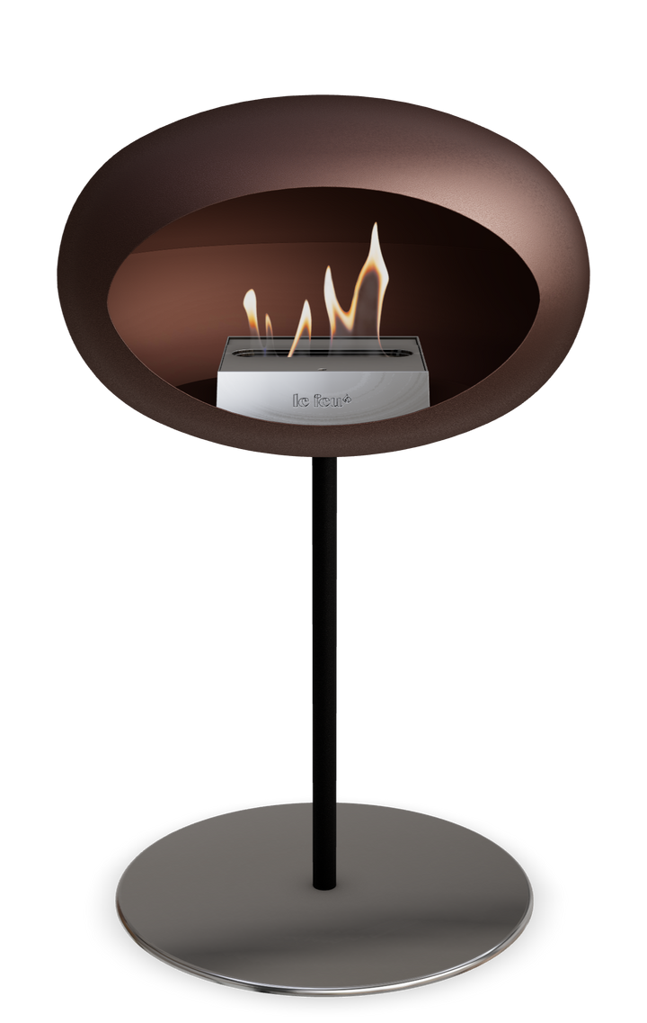 Le Feu GROUND STEEL LOW Mokka Ø 25 mm – Rohr Schwarz, Brenner Edelstahl, Bodenplatte Edelstahl