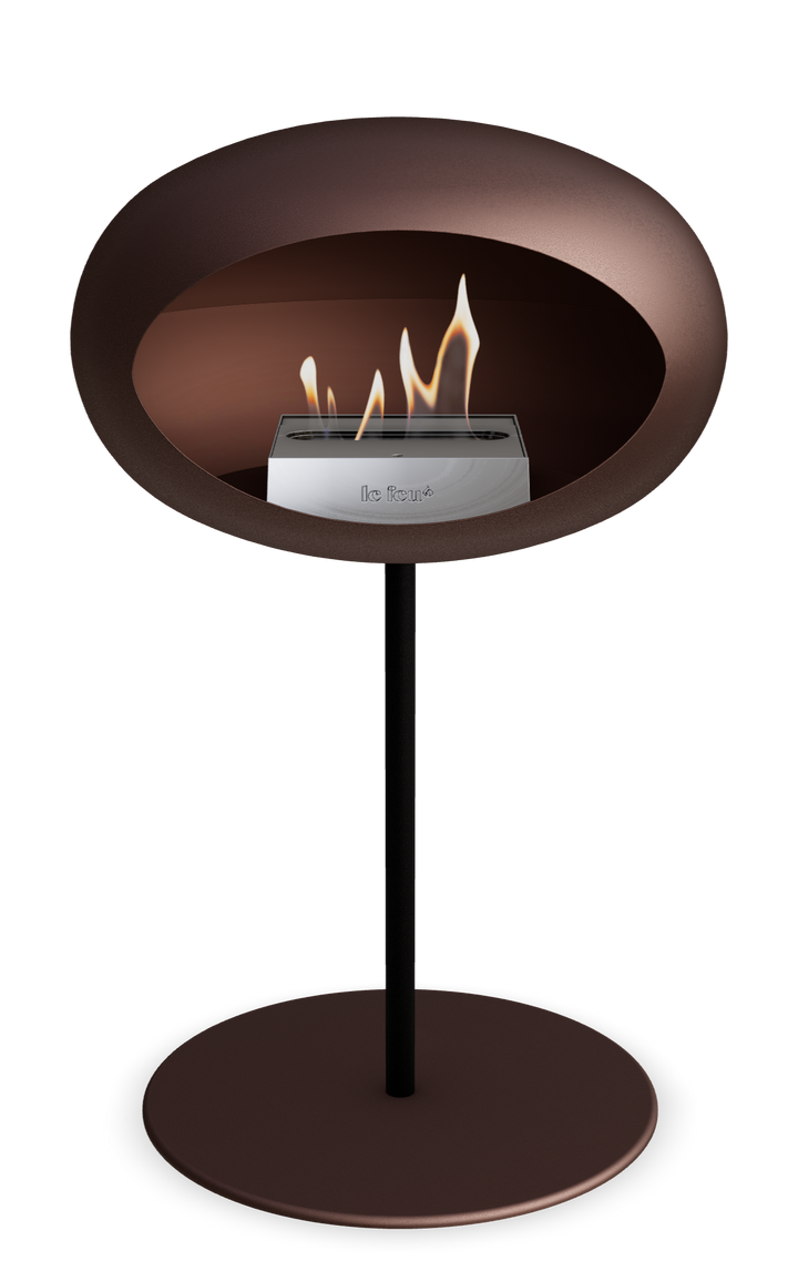 Le Feu GROUND STEEL LOW Mokka Ø 25 mm – Rohr Schwarz, Brenner Edelstahl, Bodenplatte Mokka