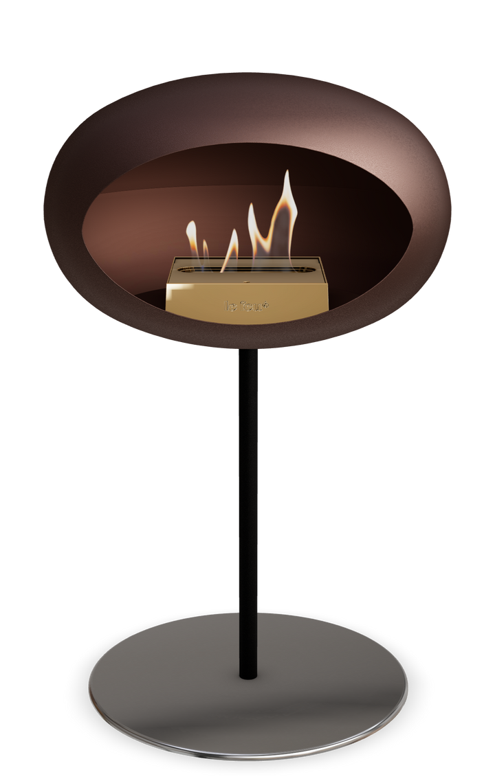 Le Feu GROUND STEEL LOW Mokka Ø 25 mm – Rohr Schwarz, Brenner Roségold, Bodenplatte Edelstahl