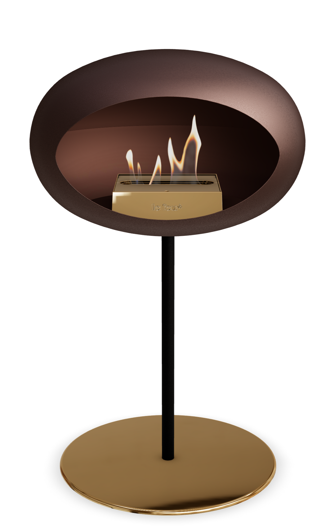 Le Feu GROUND STEEL LOW Mokka Ø 25 mm – Rohr Schwarz, Brenner Roségold, Bodenplatte Roségold