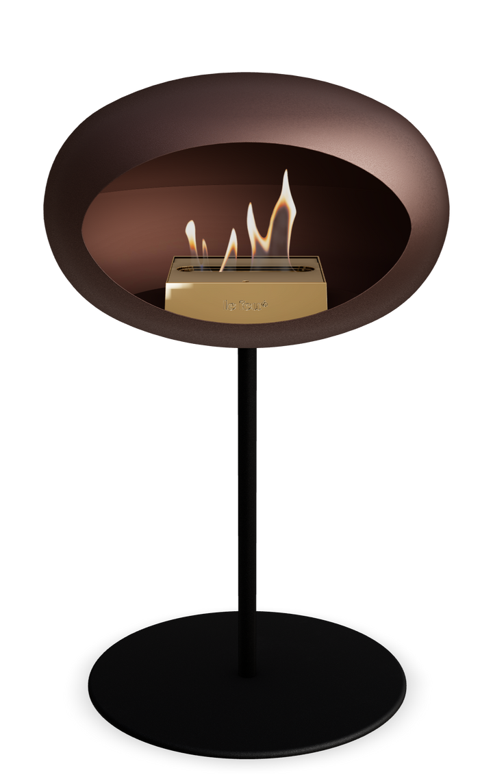 Le Feu GROUND STEEL LOW Mokka Ø 25 mm – Rohr Schwarz, Brenner Roségold, Bodenplatte Schwarz