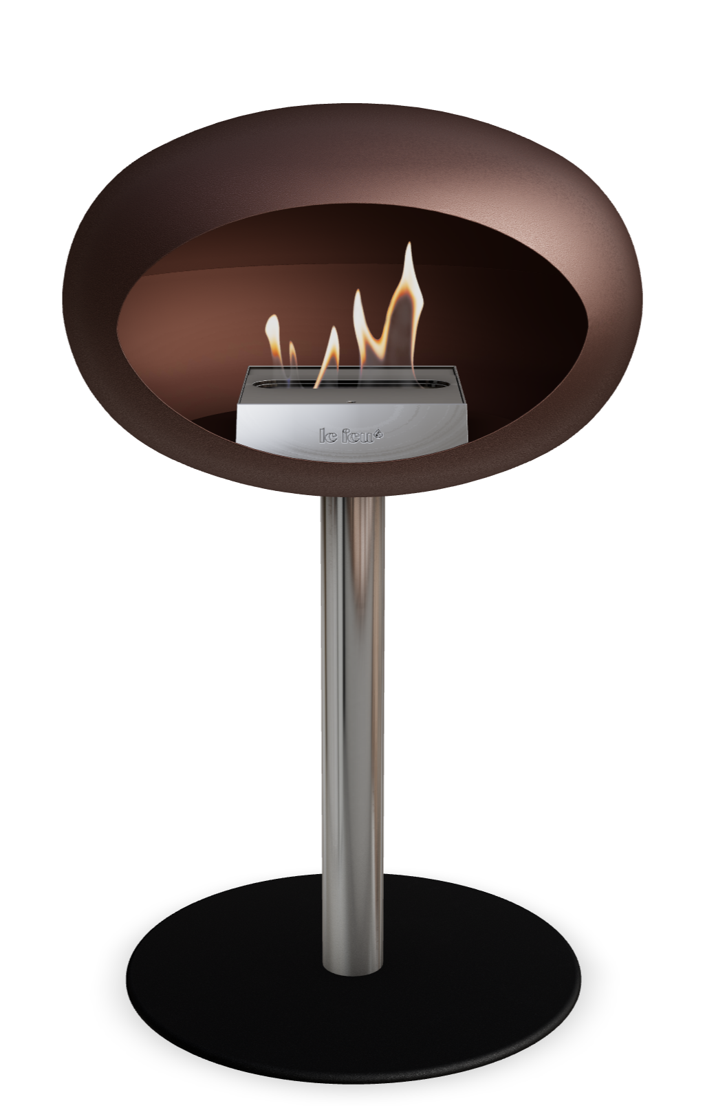 Le Feu GROUND STEEL LOW Mokka Ø 60 mm – Rohr Edelstahl, Brenner Edelstahl, Bodenplatte Schwarz