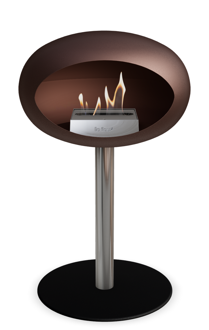 Le Feu GROUND STEEL LOW Mokka Ø 60 mm – Rohr Edelstahl, Brenner Edelstahl, Bodenplatte Schwarz