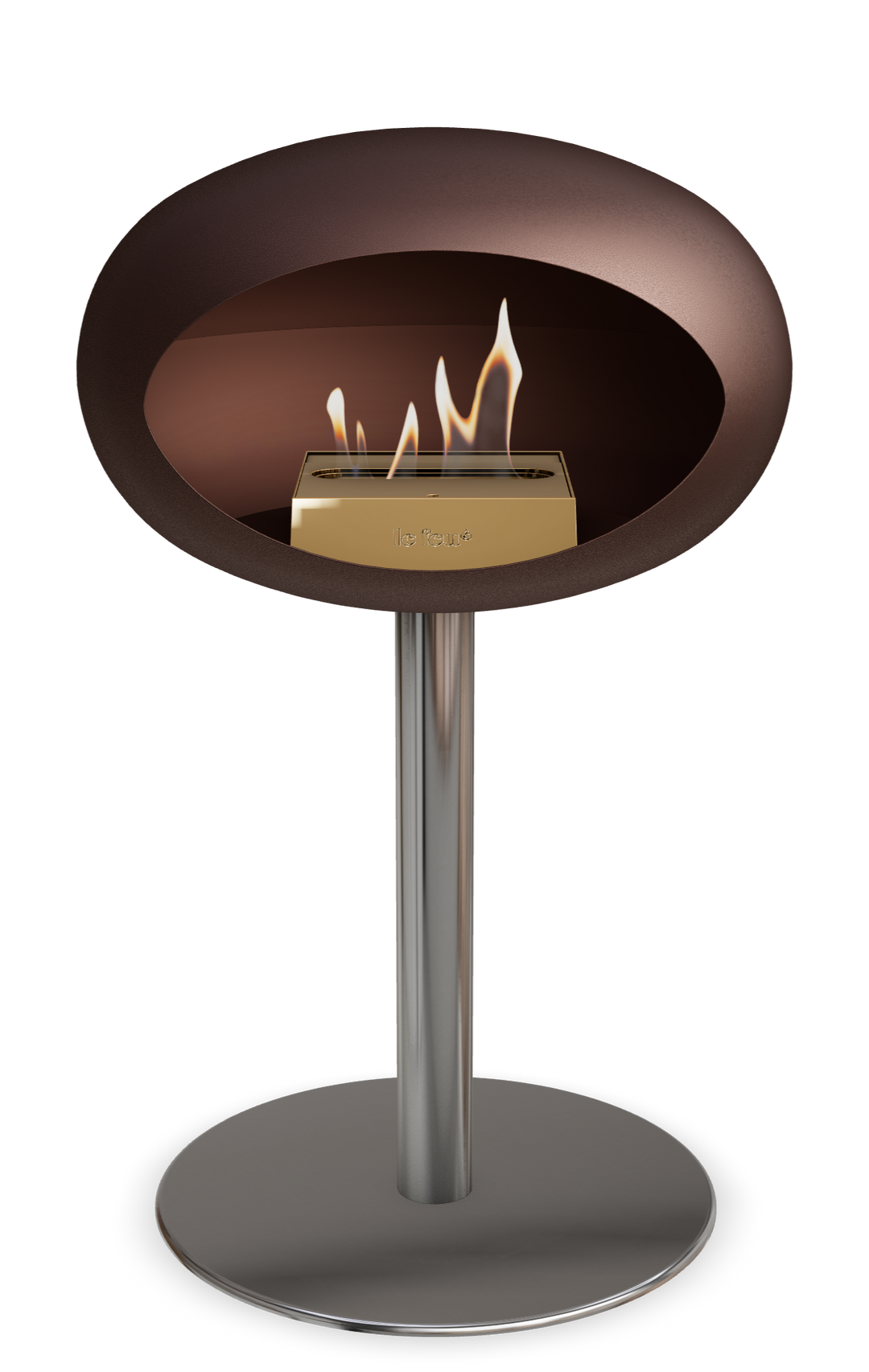 Le Feu GROUND STEEL LOW Mokka Ø 60 mm – Rohr Edelstahl, Brenner Roségold, Bodenplatte Edelstahl