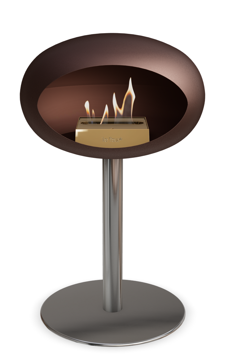 Le Feu GROUND STEEL LOW Mokka Ø 60 mm – Rohr Edelstahl, Brenner Roségold, Bodenplatte Edelstahl