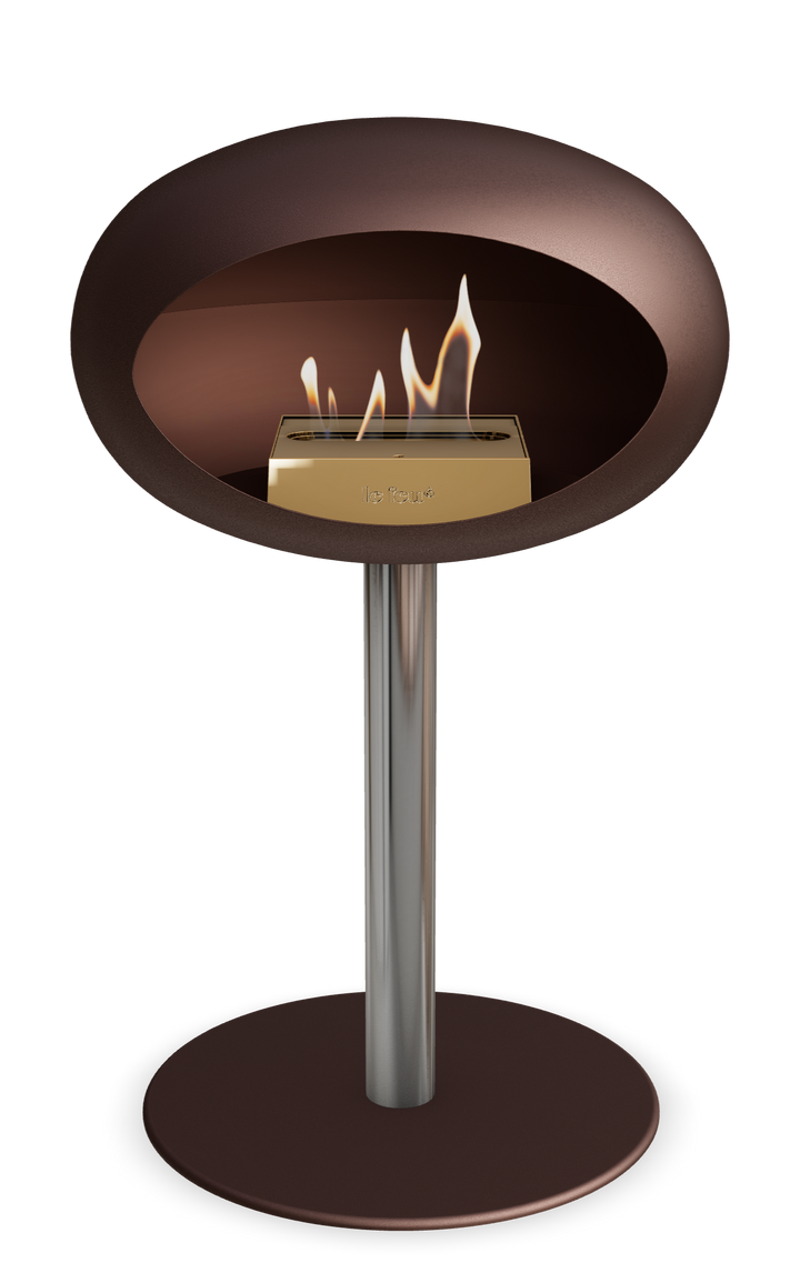 Le Feu GROUND STEEL LOW Mokka Ø 60 mm – Rohr Edelstahl, Brenner Roségold, Bodenplatte Mokka