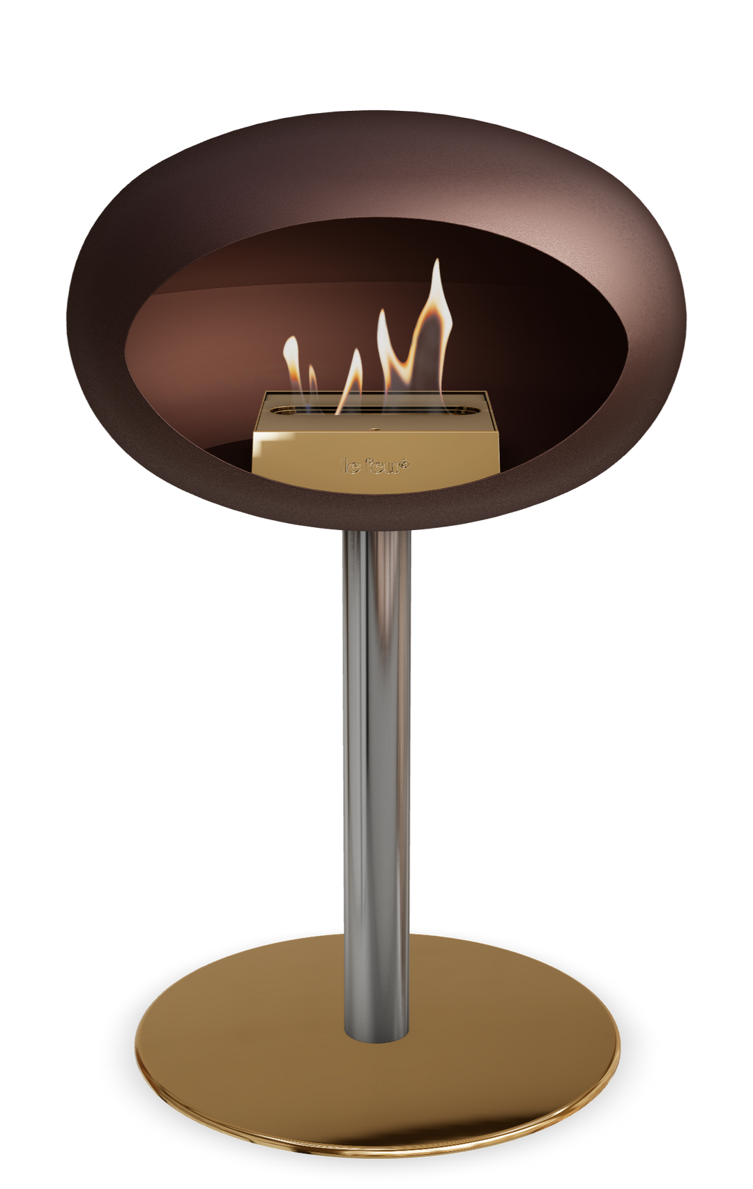 Le Feu GROUND STEEL LOW Mokka Ø 60 mm – Rohr Edelstahl, Brenner Roségold, Bodenplatte Roségold