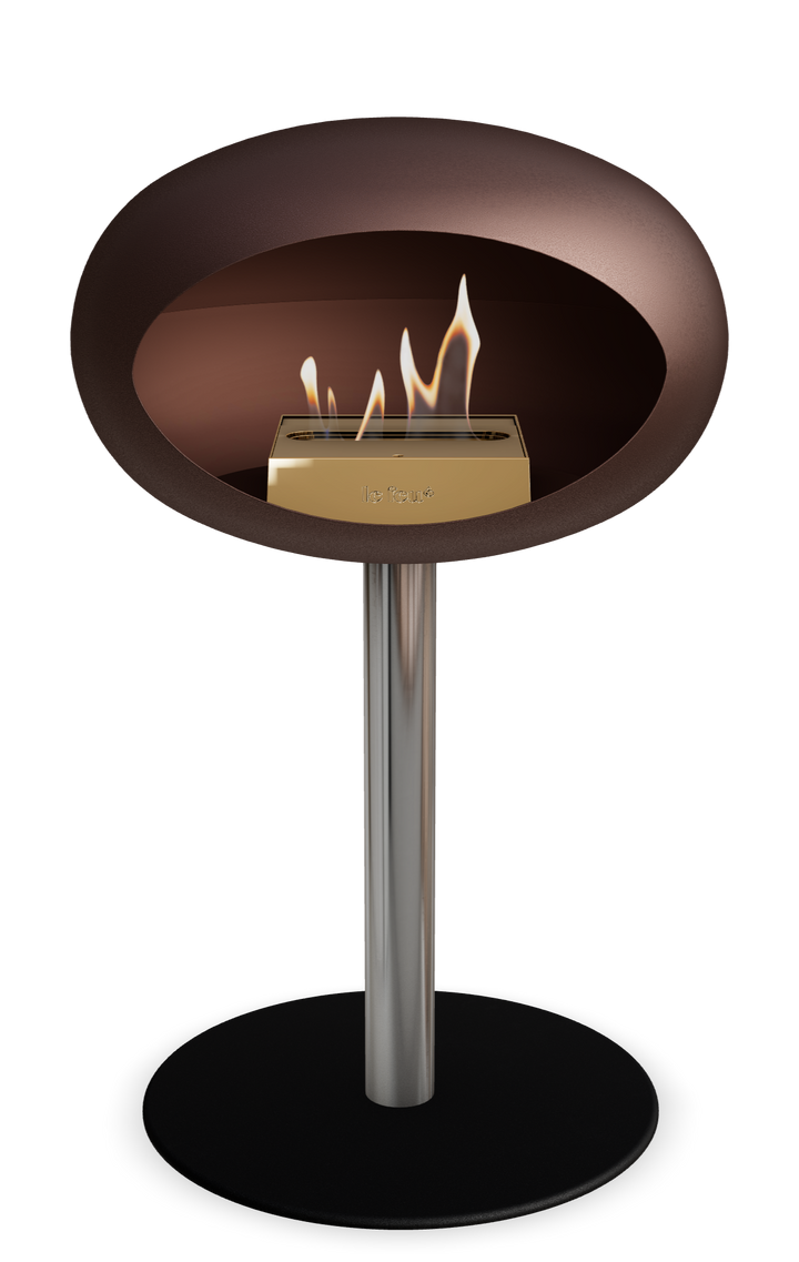 Le Feu GROUND STEEL LOW Mokka Ø 60 mm – Rohr Edelstahl, Brenner Roségold, Bodenplatte Schwarz