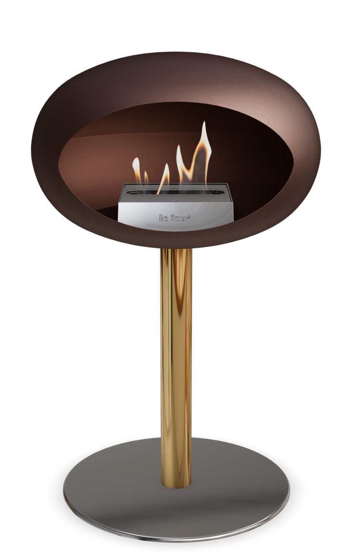 Le Feu GROUND STEEL LOW Mokka Ø 60 mm – Rohr Roségold, Brenner Edelstahl, Bodenplatte Edelstahl