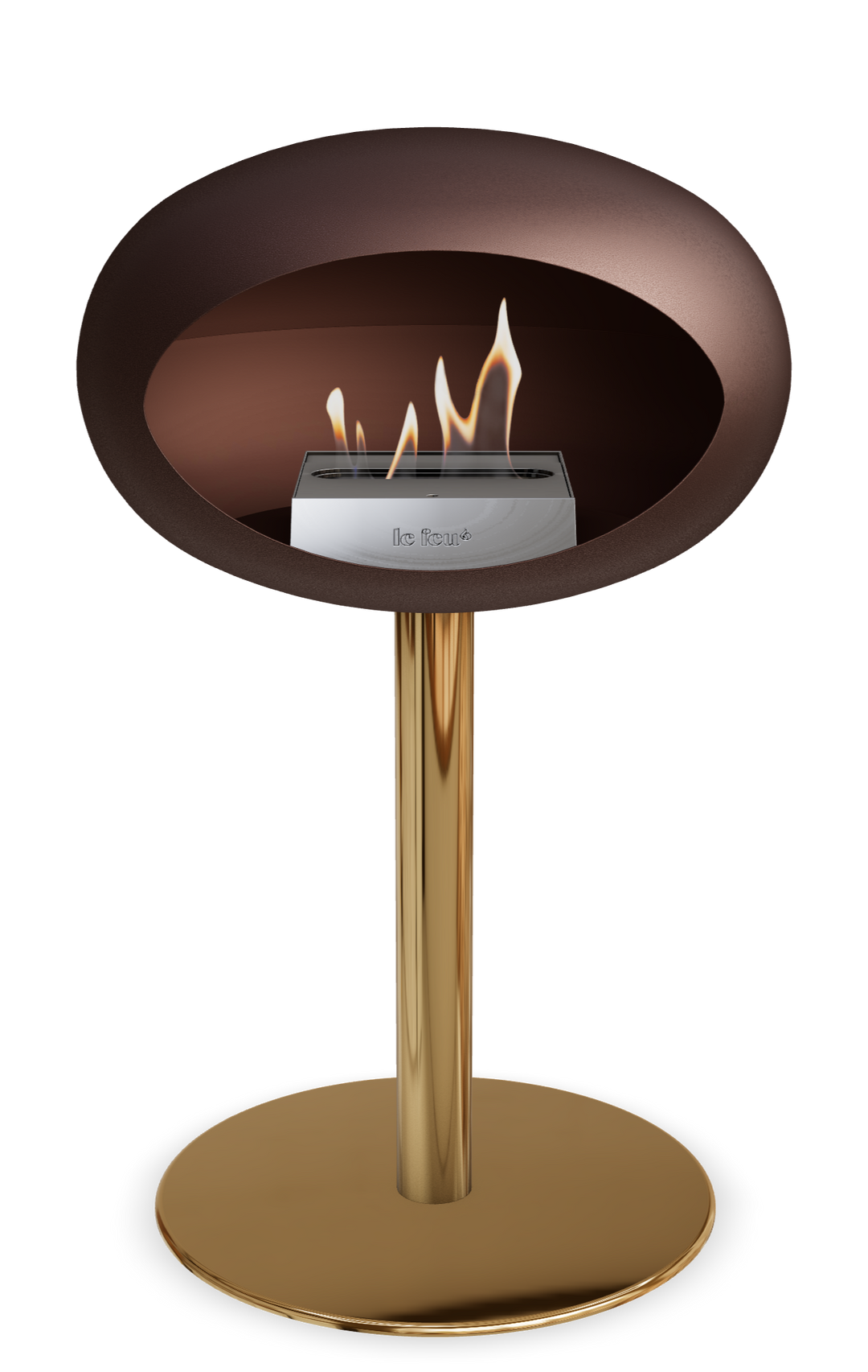 Le Feu GROUND STEEL LOW Mokka Ø 60 mm – Rohr Roségold, Brenner Edelstahl, Bodenplatte Roségold