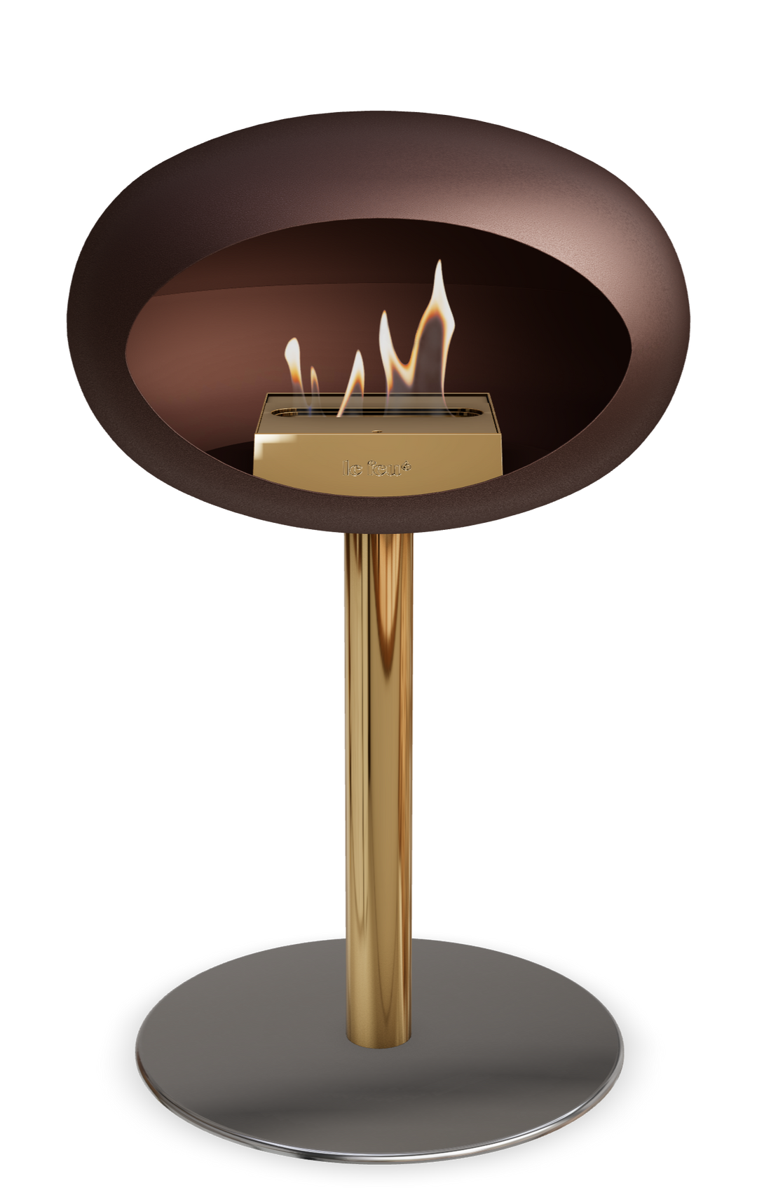 Le Feu GROUND STEEL LOW Mokka Ø 60 mm – Rohr Roségold, Brenner Roségold, Bodenplatte Edelstahl