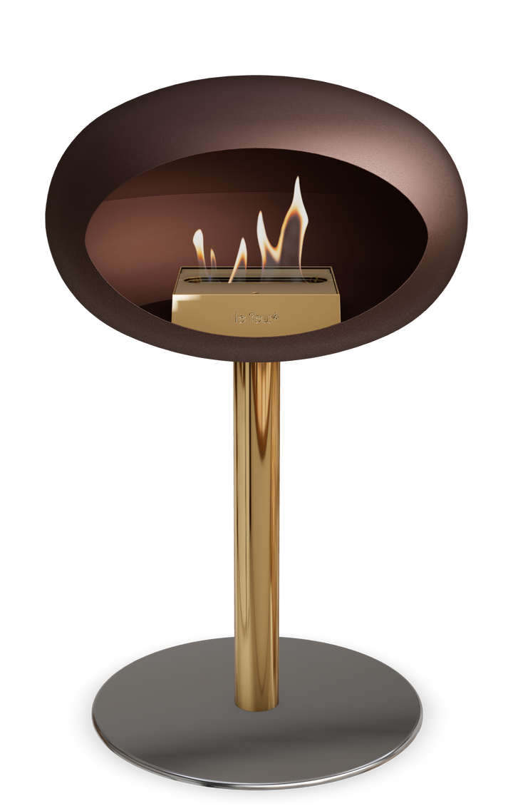 Le Feu GROUND STEEL LOW Mokka Ø 60 mm – Rohr Roségold, Brenner Roségold, Bodenplatte Edelstahl
