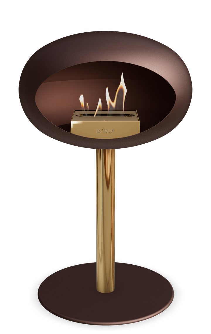 Le Feu GROUND STEEL LOW Mokka Ø 60 mm – Rohr Roségold, Brenner Roségold, Bodenplatte Mokka