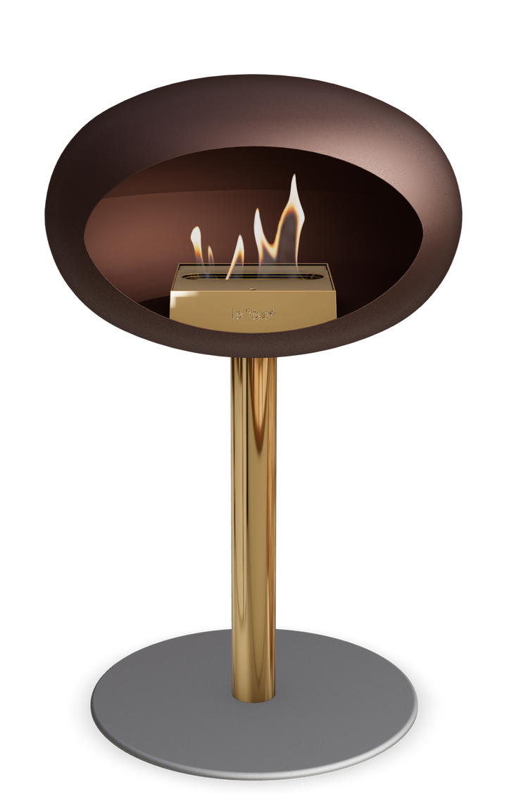 Le Feu GROUND STEEL LOW Mokka Ø 60 mm – Rohr Roségold, Brenner Roségold, Bodenplatte Nickel