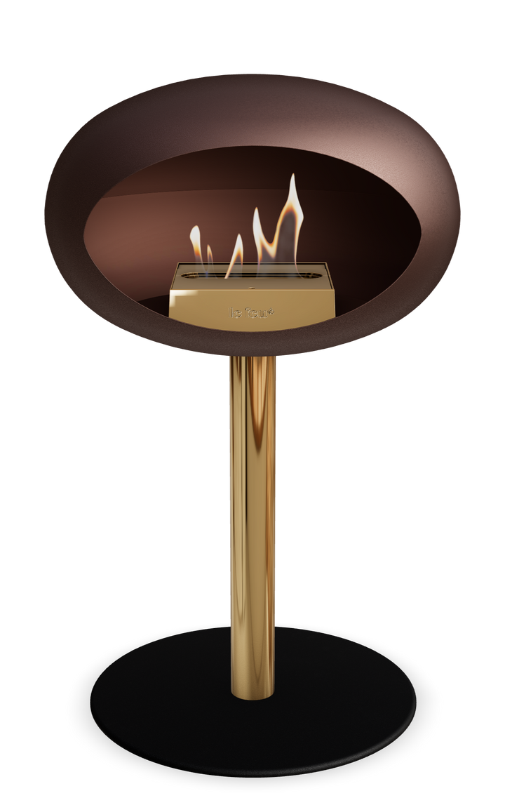 Le Feu GROUND STEEL LOW Mokka Ø 60 mm – Rohr Roségold, Brenner Roségold, Bodenplatte Schwarz