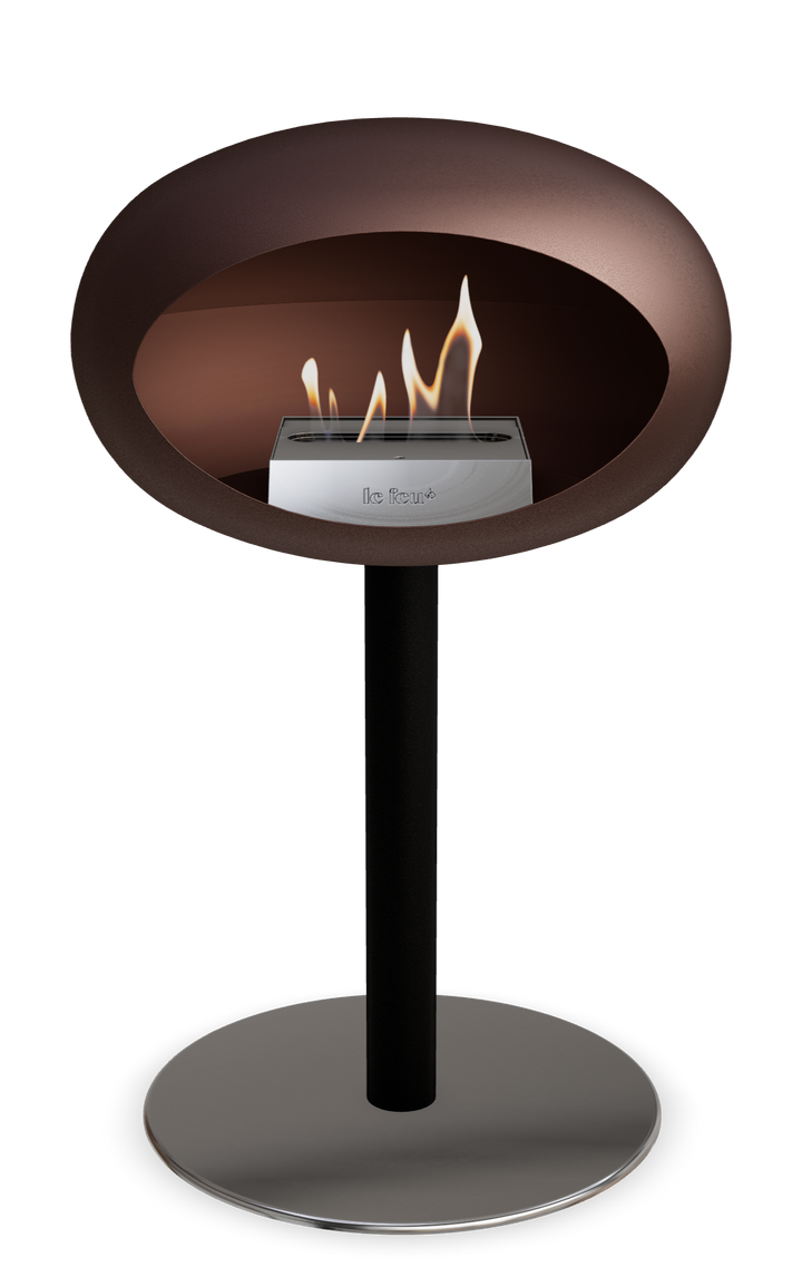 Le Feu GROUND STEEL LOW Mokka Ø 60 mm – Rohr Schwarz, Brenner Edelstahl, Bodenplatte Edelstahl