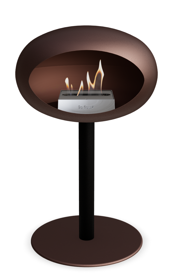 Le Feu GROUND STEEL LOW Mokka Ø 60 mm – Rohr Schwarz, Brenner Edelstahl, Bodenplatte Mokka