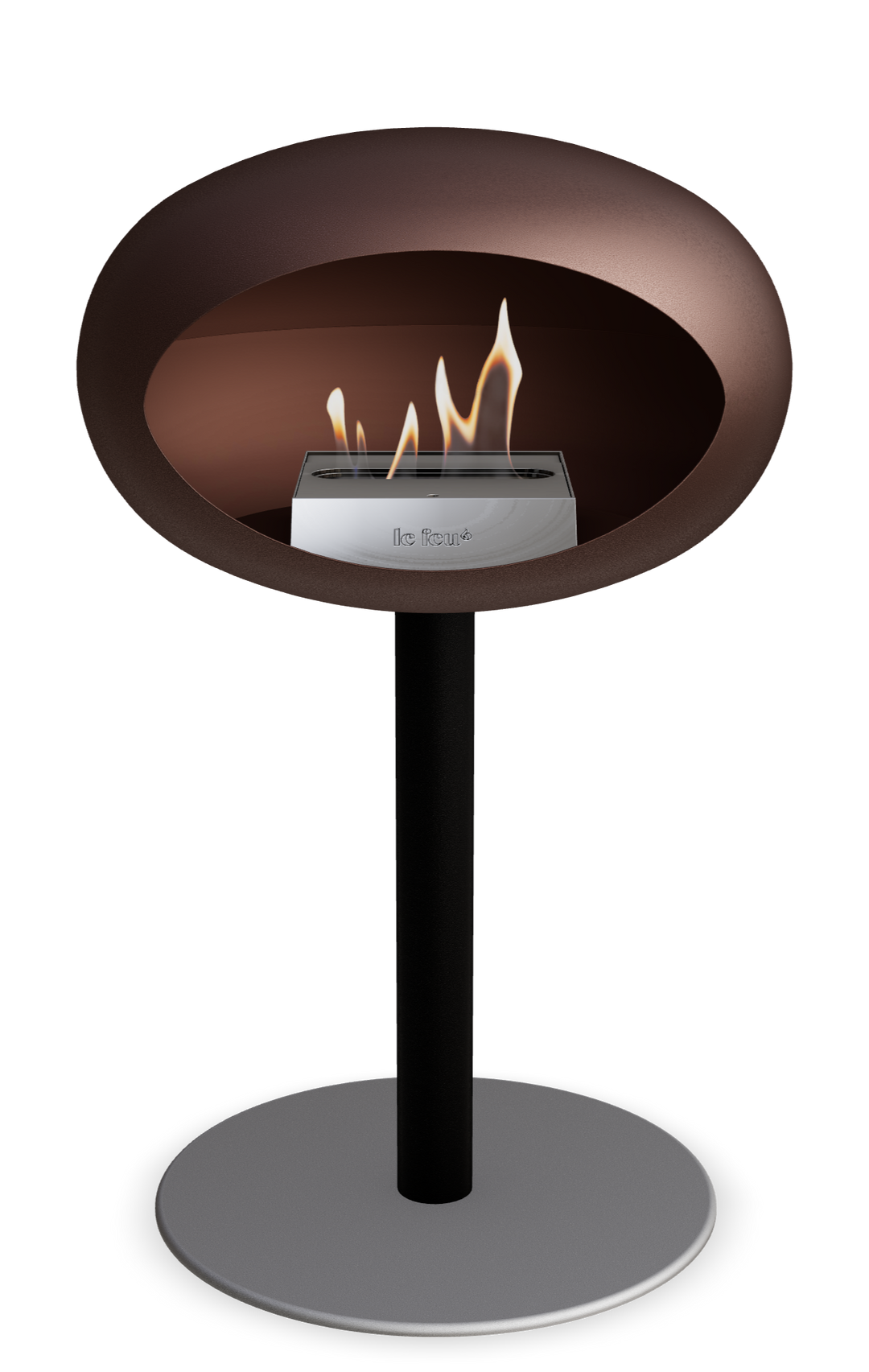 Le Feu GROUND STEEL LOW Mokka Ø 60 mm – Rohr Schwarz, Brenner Edelstahl, Bodenplatte Nickel