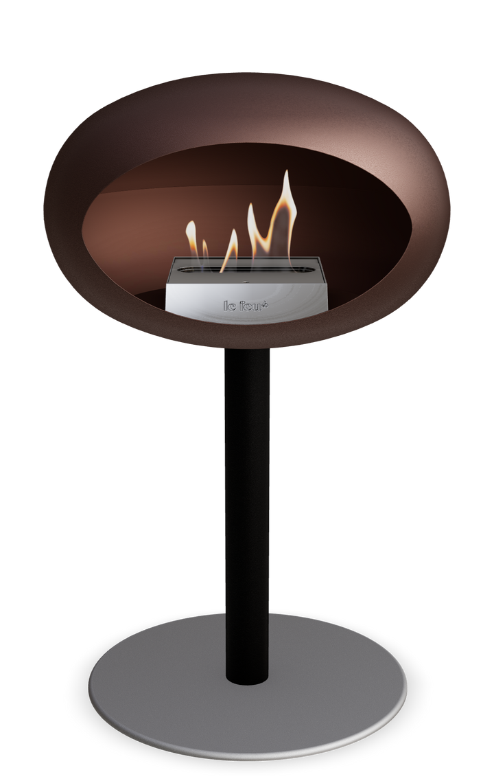 Le Feu GROUND STEEL LOW Mokka Ø 60 mm – Rohr Schwarz, Brenner Edelstahl, Bodenplatte Nickel