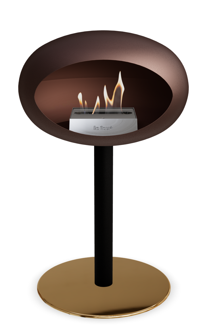 Le Feu GROUND STEEL LOW Mokka Ø 60 mm – Rohr Schwarz, Brenner Edelstahl, Bodenplatte Roségold