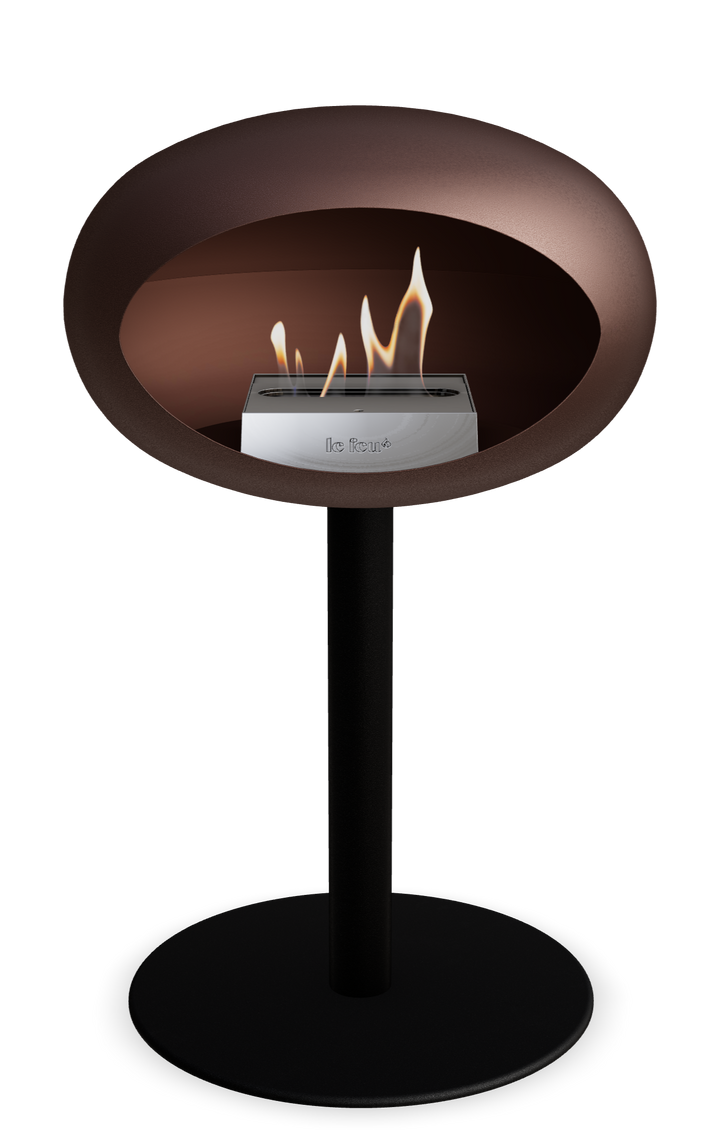 Le Feu GROUND STEEL LOW Mokka Ø 60 mm – Rohr Schwarz, Brenner Edelstahl, Bodenplatte Schwarz