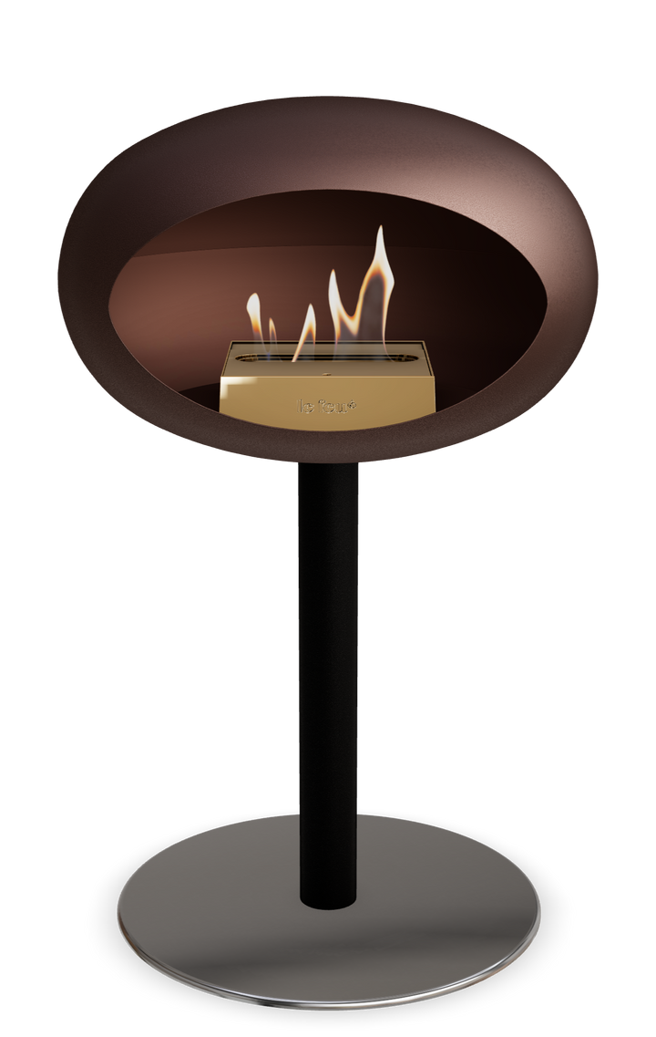 Le Feu GROUND STEEL LOW Mokka Ø 60 mm – Rohr Schwarz, Brenner Roségold, Bodenplatte Edelstahl