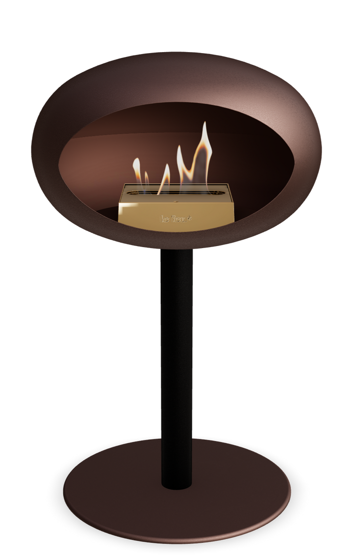 Le Feu GROUND STEEL LOW Mokka Ø 60 mm – Rohr Schwarz, Brenner Roségold, Bodenplatte Mokka