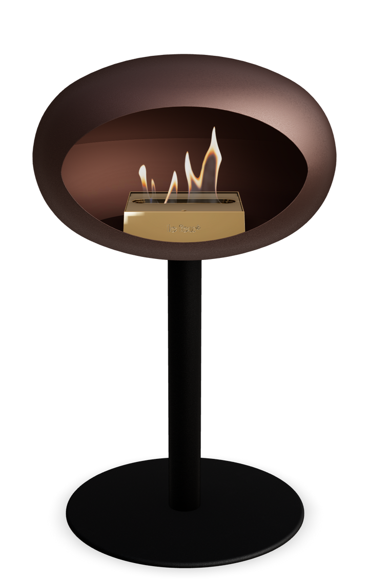 Le Feu GROUND STEEL LOW Mokka Ø 60 mm – Rohr Schwarz, Brenner Roségold, Bodenplatte Schwarz
