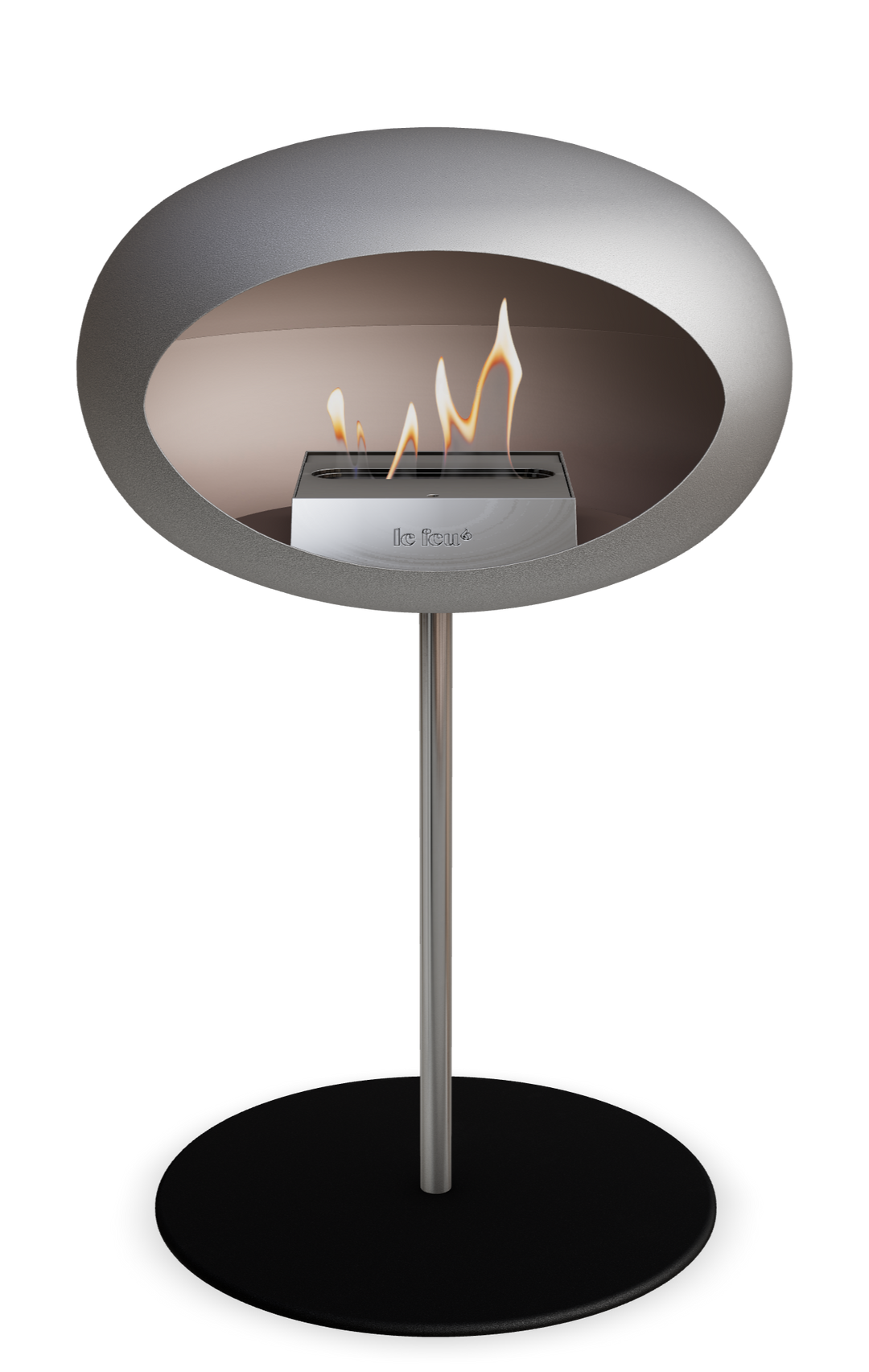Le Feu GROUND STEEL LOW Nickel Ø 25 mm – Rohr Edelstahl, Brenner Edelstahl, Bodenplatte Schwarz