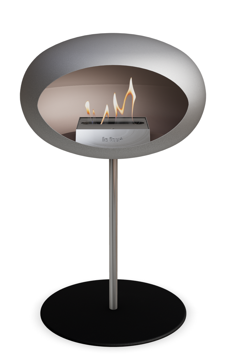 Le Feu GROUND STEEL LOW Nickel Ø 25 mm – Rohr Edelstahl, Brenner Edelstahl, Bodenplatte Schwarz